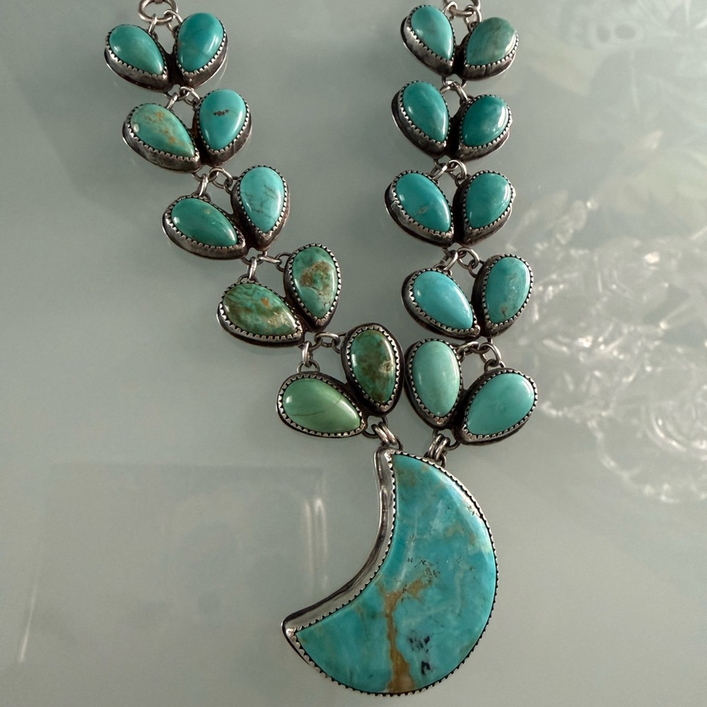 HML Sterling Silver Turquoise Crescent Necklace